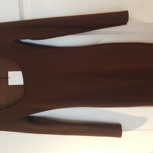 ZARA Brown dress long sleeved above the  square cut at the chest - Picture 3 of 4